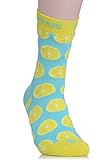 SUKRAMI Socken - Süße Zitronen auf himmelblauem Hintergrund - FRUITSTREET-1039 - hellblau, gelb, Gr. 36-41 EU