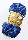 Rellana Flotte Socke Cashmere Merino Fb. 1324 - blau, 50g weiche Sockenwolle mit Kaschmir und Merinowolle zum Stricken & Häkeln
