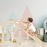 Montessori Kid® Klettergerüst Indoor mit Rutsche „Noah“| Transformierbares Pikler Dreieck Klappbar Kinder mit mehr als 10...