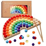 OESSUF Holz Peg Board Perlen Spiel Holz Clip Perlen Spiel Regenbogen Ball Elimination Spiel Spielzeug Farbklassifizierung...