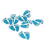 Oblique Unique® 10 Konfetti Füßchen Junge in Blau mit Glitzereffekt für Baby Shower Füße Papier Tisch Dekoration Geburt...